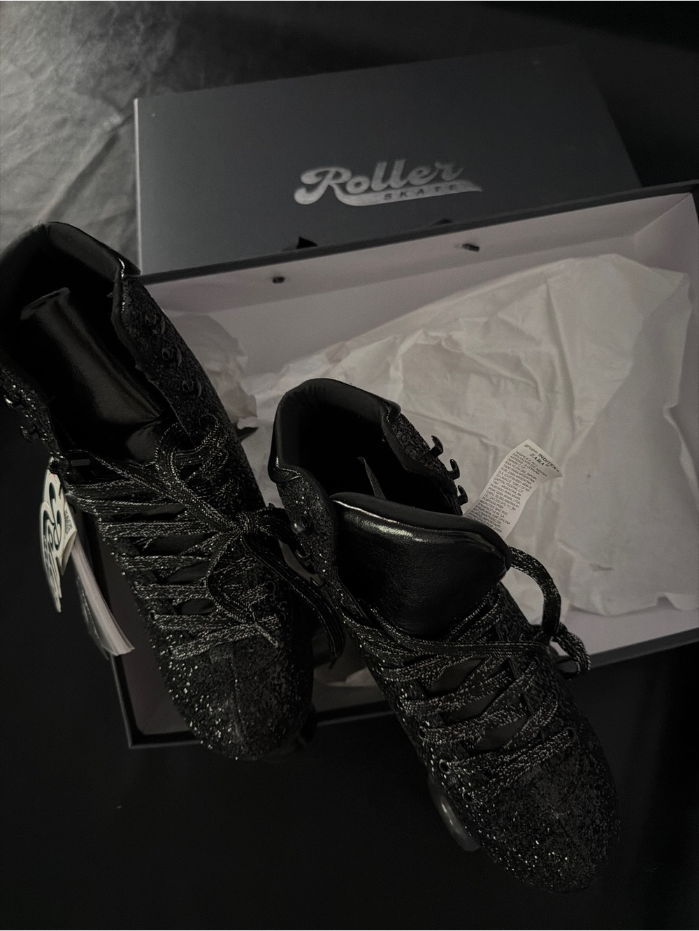 Zara Black Glitter High-Top Roller Skates
